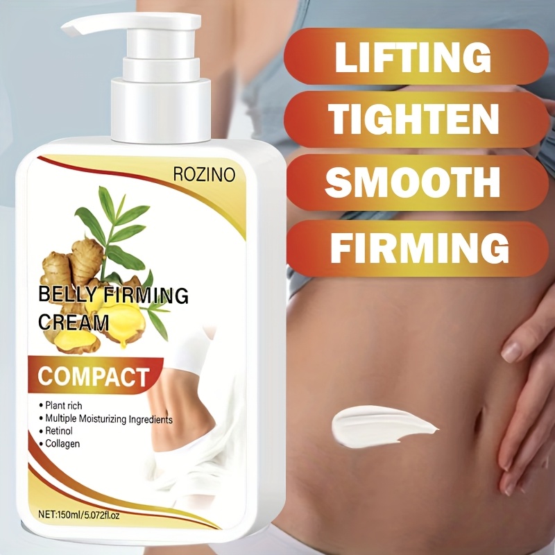 ROZINO Women'S Abdominal Firming Cream 150g - Plant-Based Retinol & Ginger, Quick Tightening for Buttocks, Belly, Thighs & Arms, Alcohol-Free, All Light Beige Types, Ideal Gift for Loose Light Beige, Tummy Control Cream, Sleek Bottle Design, Alcoholfree Formula
