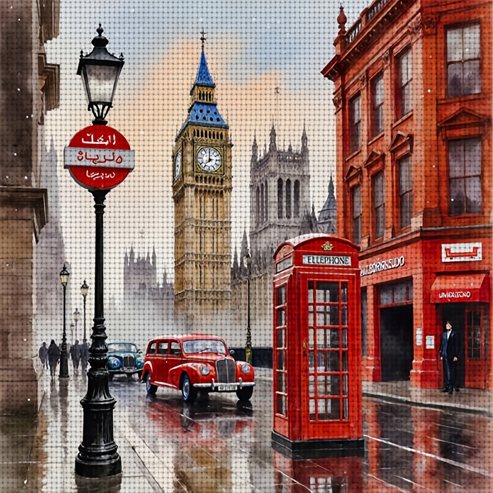 TEMU 1 Set Of 11ct Frameless Cross Stitch Kit - With And Red , Handmade Artwork, Suitable For Adults And Beginners, Bedroom And Living Room Wall