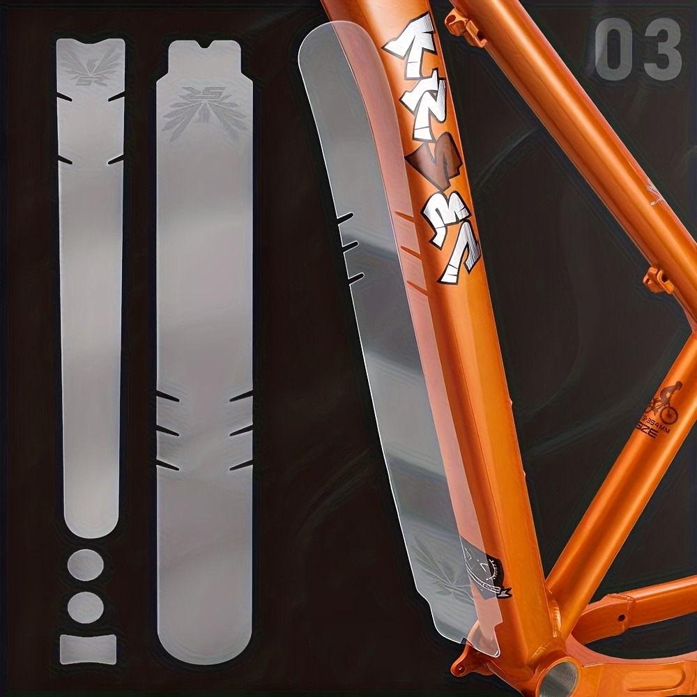 Image of Bicycle Pvc Clear Protection Film - Top And Down Tube Stickers, Fits Mountain/road Bikes, Prevents Mud/stone Scratches On Paint, Perfect Gift For Cycling Enthusiasts