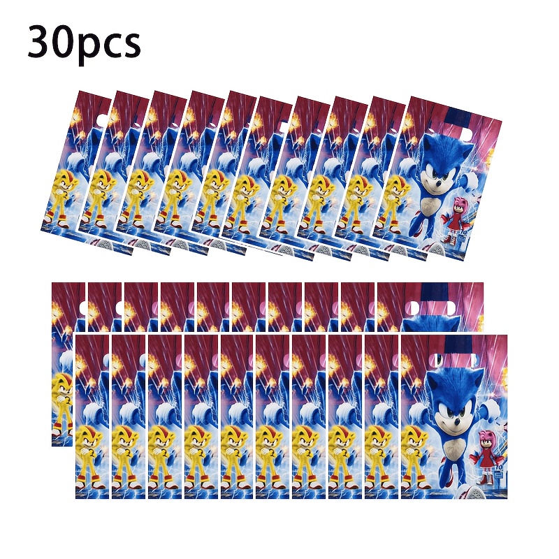 TEMU Emballage Cadeau Fête Sonique, 30pcs Sacs Cadeaux, Sacs de Rangement Fête, Ensemble Décoratif Fête de Haute Qualité, Convient pour Fête