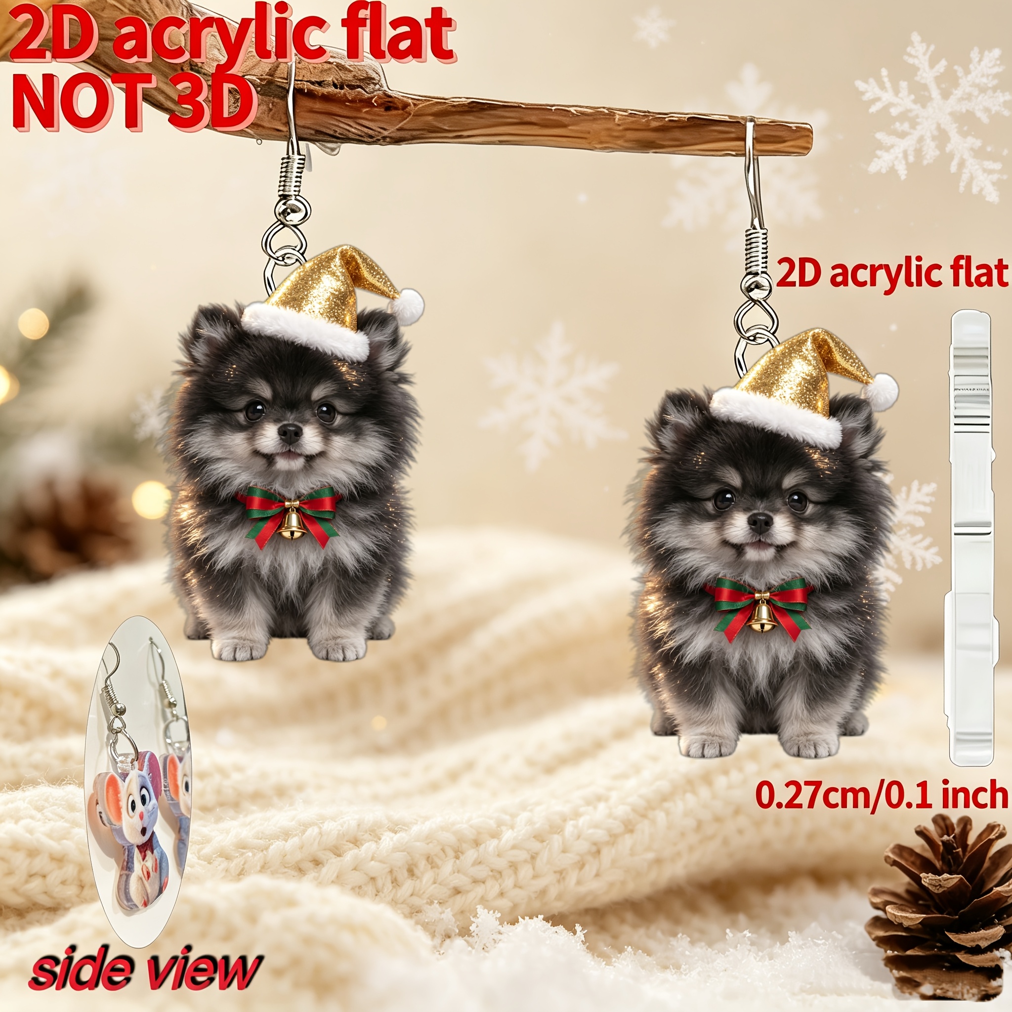 Dog Pattern Acrylic Pendant Earrings, Cute Gift