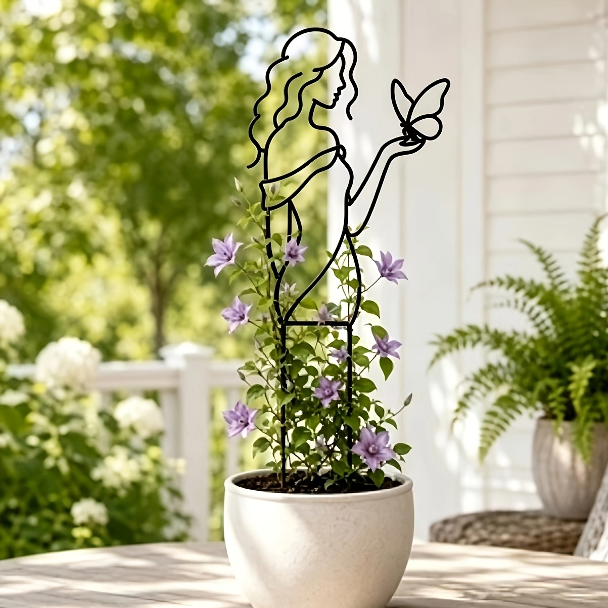 TEMU Women' Insert, Wrought Iron Material, Rust-colored Plant Support, Suitable For Climbing Plants, Roses, Vines, And Ivy, Decorative