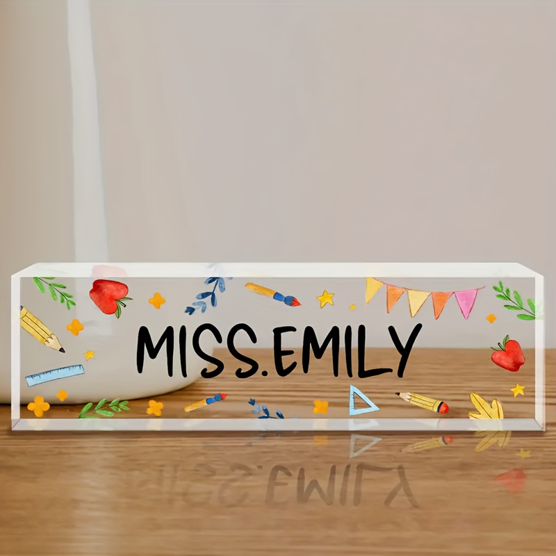 TEMU Personalized Desk Nameplate, Custom Acrylic Nameplate, Desk Decor, Custom Desk Nameplate Thank You Gift For Teachers, Employees, Nurses,