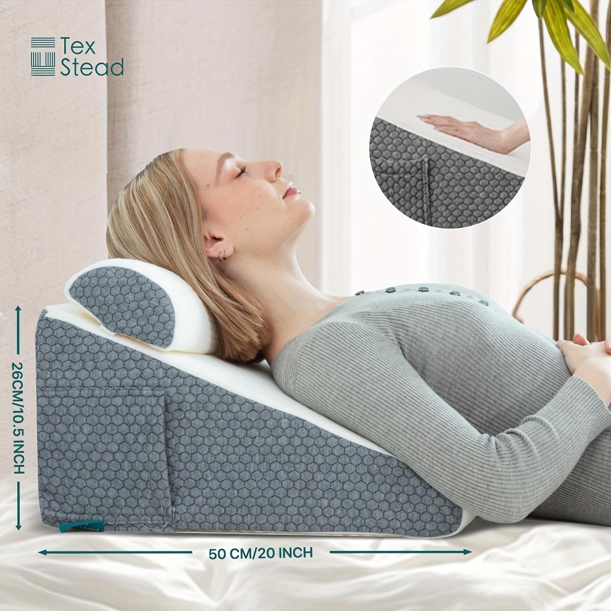 E-shop 1/2 Stück Keilkissen, Dreieckskissen, Nackenkissen für Rücken-, Bein- Knieunterstützung, Schlafkissen, -Säure-Reflux, Sodbrennen,