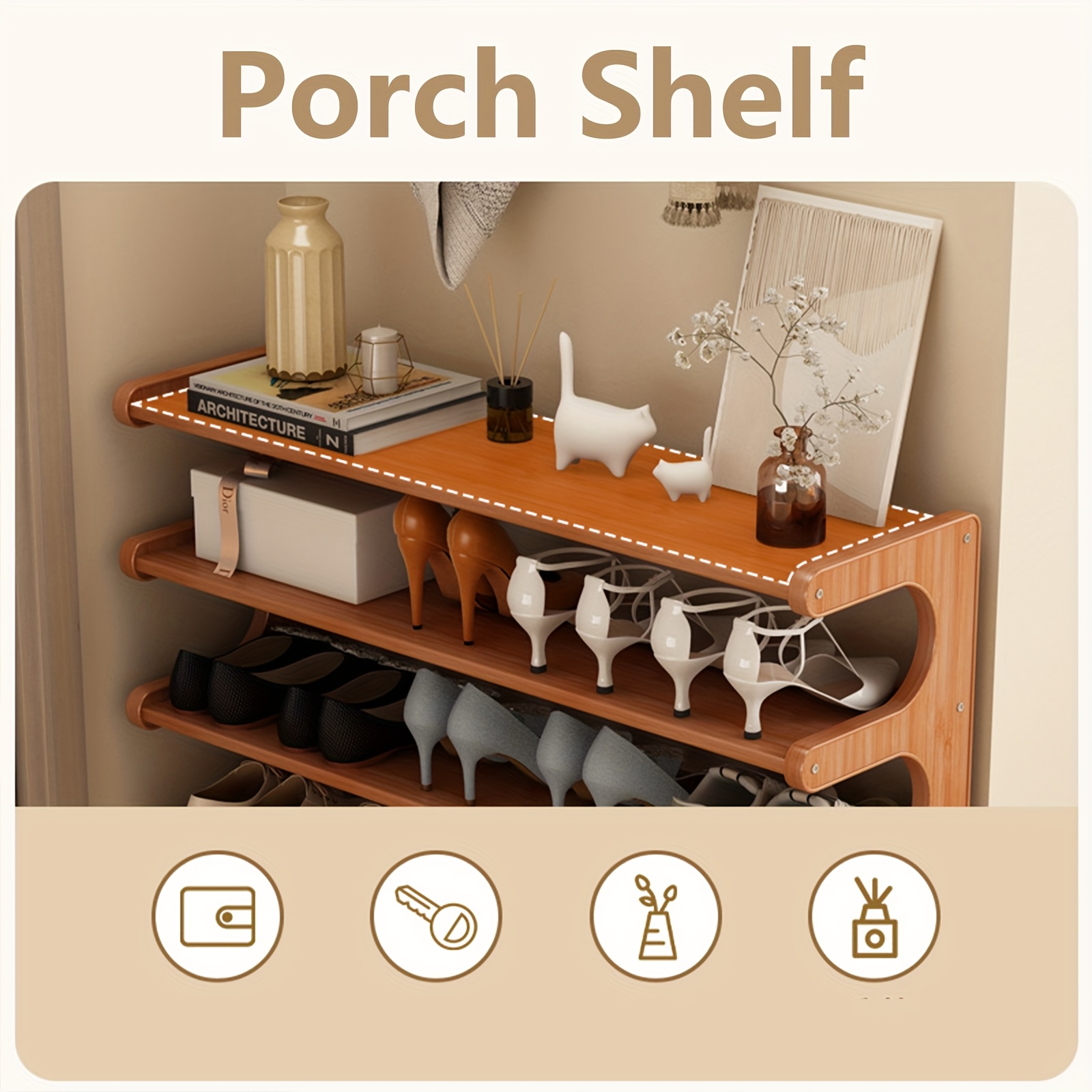 [Space Saving Shoe Rack] Space Saving 3/5/6 Tiers Bamboo Shoe Rack | Shoe Storage Organizers, Easy to Assemble, Sturdy Bamboo Rack for Front Door Entrance, Entryway, Living Room, Bedroom, Garage