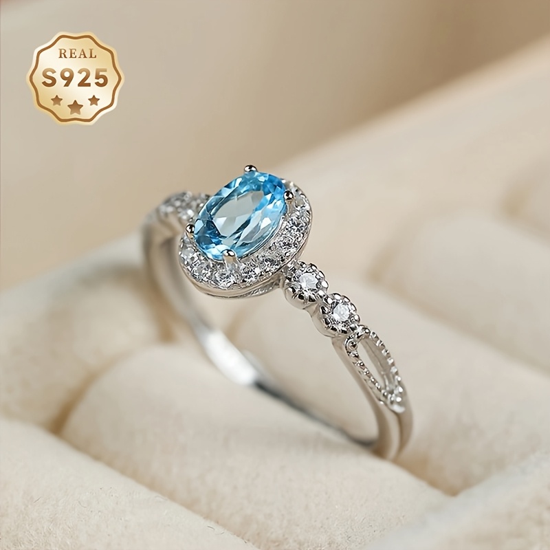 S925 Topaz Open Ring, Adjustable Women's Ring