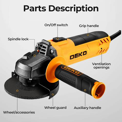 deko 4 1 2 inch electric angle grinder corded grinder with grinding discs and wrench 120v 6amp 14000 rpm for metal grinding polishing rust removal and gifts for men easter gift