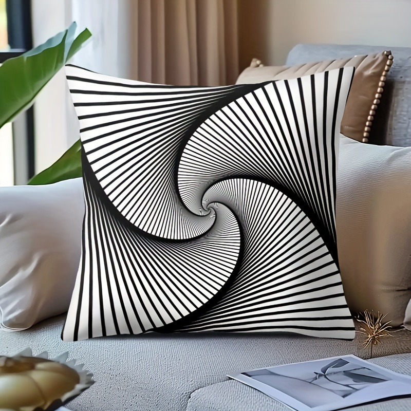 

1pc Contemporary Cushion , 17.7x17.7 , Double-sided , And Striped & Dotted Pattern, , Washable, For Sofa, Bed, Car, Decor