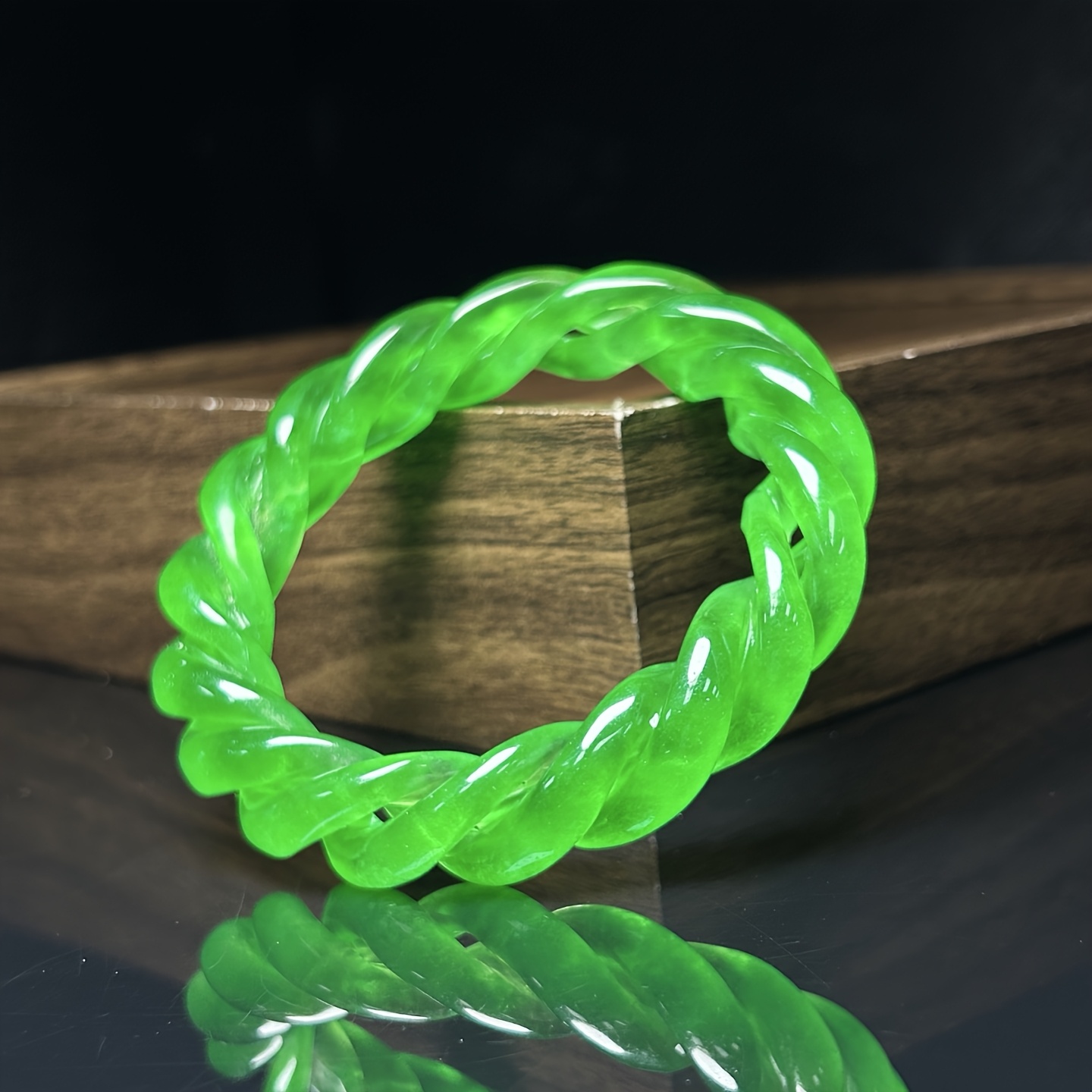 Retro Bright Green Twisted Braid Bracelet, Unisex Accessory