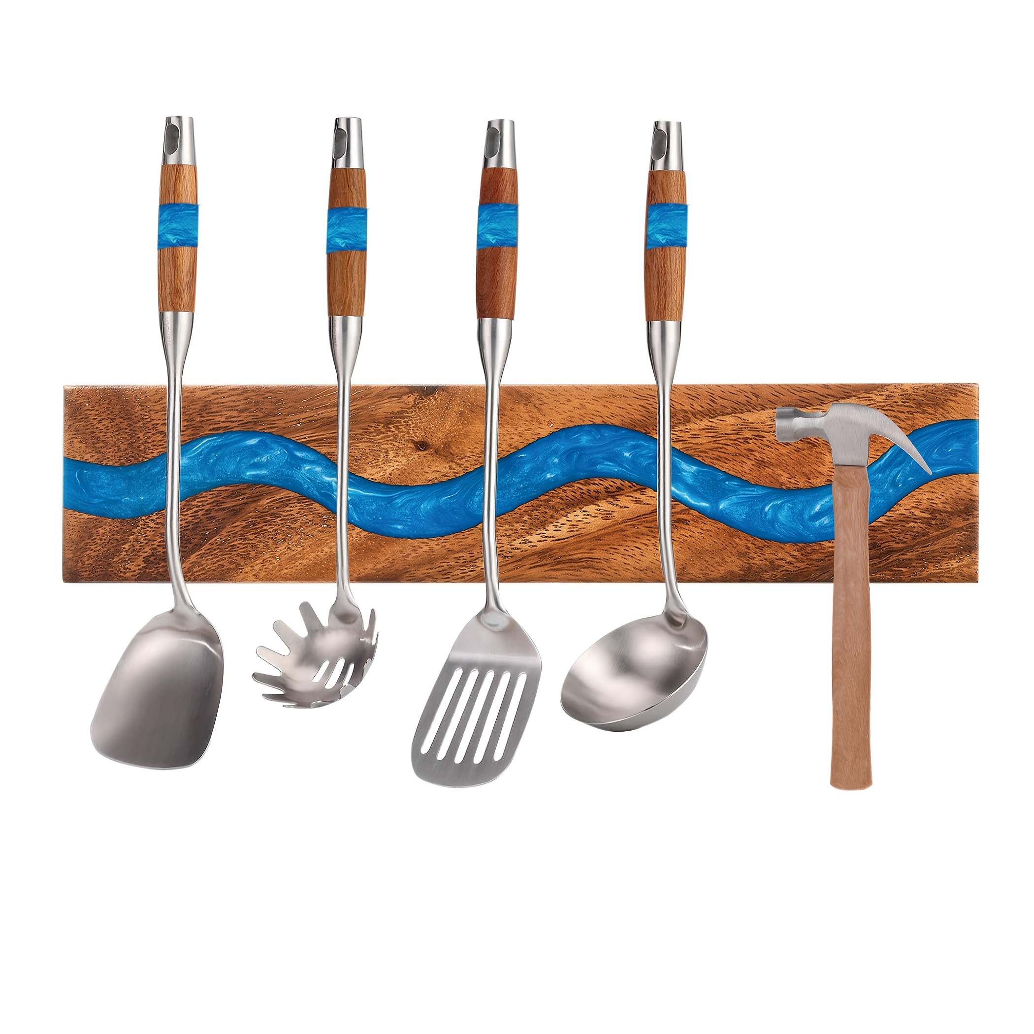 Magnetic Knife Holder, Grain Wall Strip, 30cm 2-color Kitchen Tool Organizer, No-drill Mount For Metal Utensils With Random Resin Texture