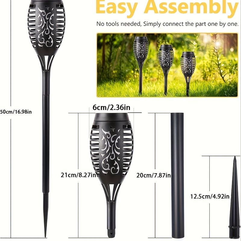 4 to 20pcs Outdoor Solar Torch Lights Warm LED Flame Effect for Yard Garden Decor IP55