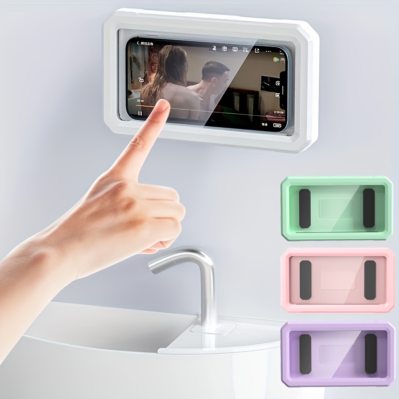 360 degree rotation   shower phone holder case mounted on bathroom bathtub kitchen wall for iphone 15 14   pro max xs xr suitable for 6 8 inch phones details 2