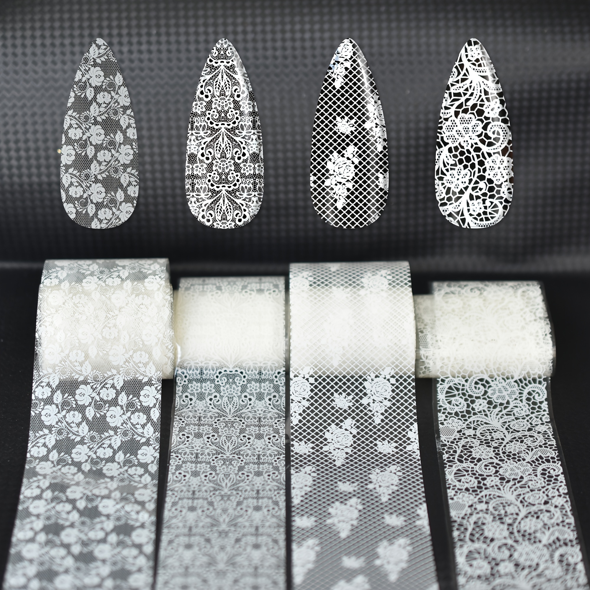 

White Nail Foil With Floral Pattern, 4 Styles From, Nail Art Products For Women And Girls