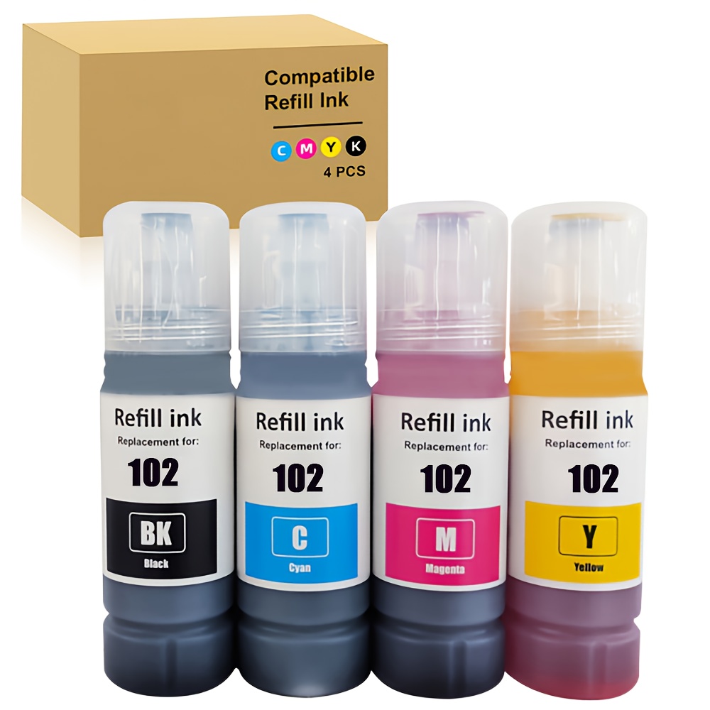 TEMU Recambio de Tinta E102 E104 Compatible para Epson ET-2820, ET-1810, ET-2711, ET-2712, ET-2715, ET-2721, ET-2726, ET-4800, ET-2710, ET-2720,