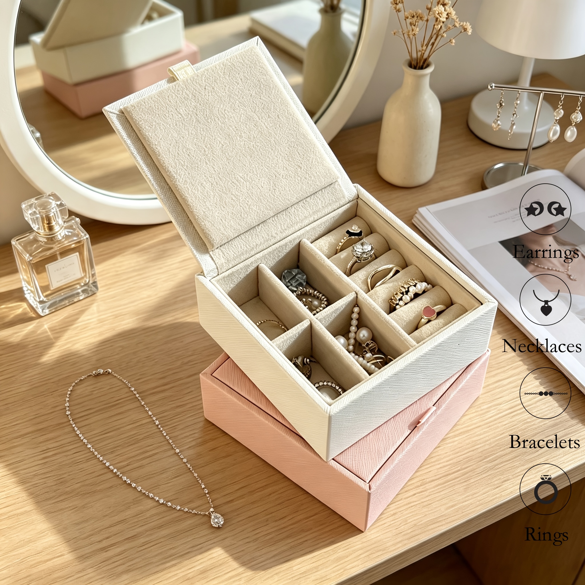 Personalized Travel Jewelry Storage Box, Customizable Gift for Women
