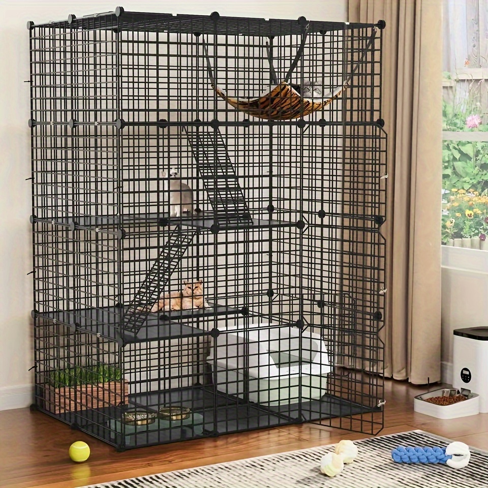 

Yardblisslarge Cat Cage Indoor Enclosure Metal Wire 4-tier Kennels Diy Cat Playpen