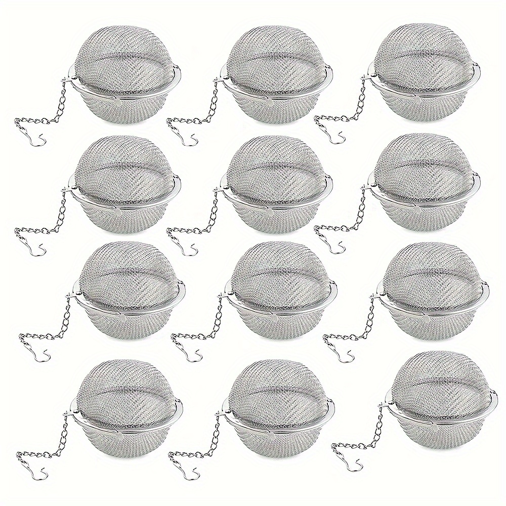

12pcs-tea Infuser, Extra Fine Mesh Tea Cup Filter Silicone Handle Stainless Steel Tea Strainer For Brew Loose Leaf Tea