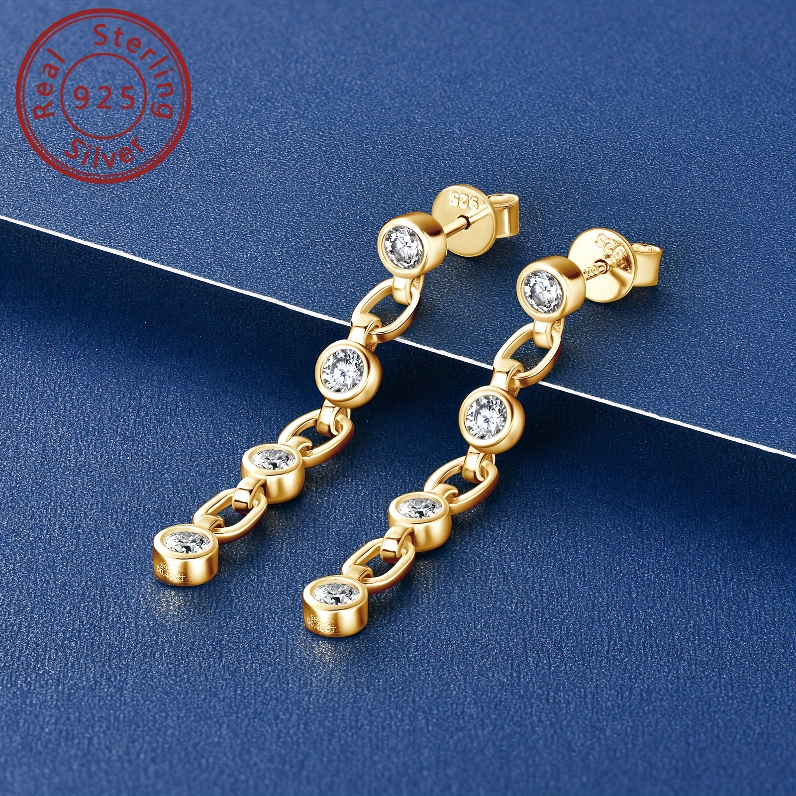 elegant 925 sterling   dangle earrings with synthetic moissanite stones 14k gold plated holiday theme 0 8ct total ideal for christmas party and wedding accessory   compatible details 8