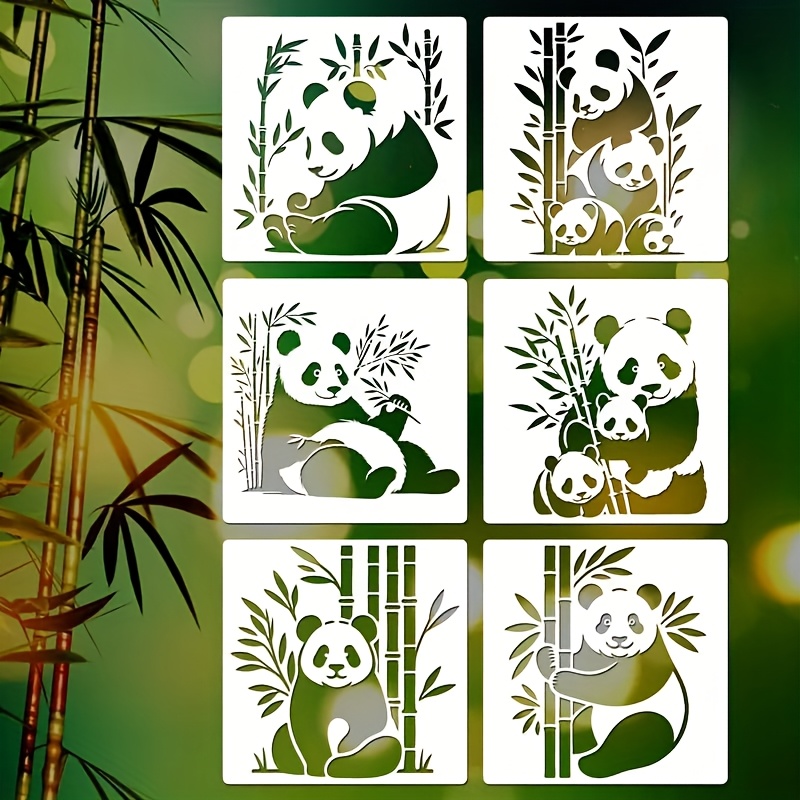 set 6 wiederverwendbaren panda bambus wand schablonen - Temu Germany