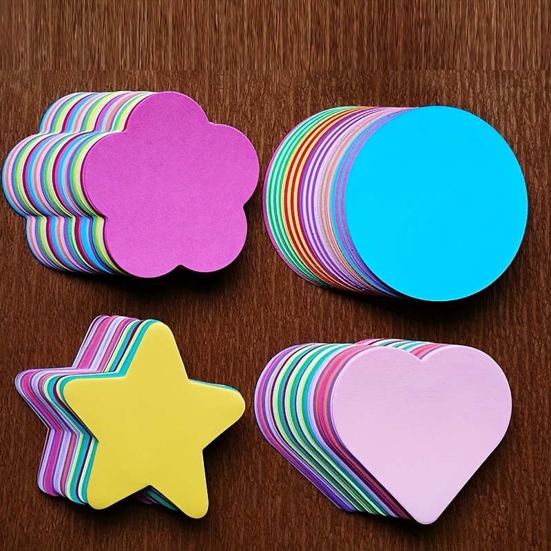 

60pcs/230gms Round Cutouts Paper 3.4 Inch Circles/heart/star/flower Assorted Color Round Cut Outs Circles Shape Die Cuts Paper For Diy Projects Craft Back To School Classroom Bulletin Board Decor
