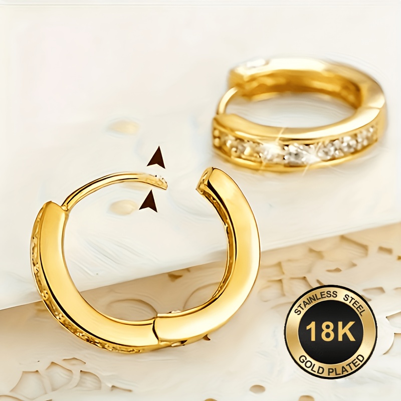 Women's 18K Gold-Plated Hypoallergenic Round Ring Earrings