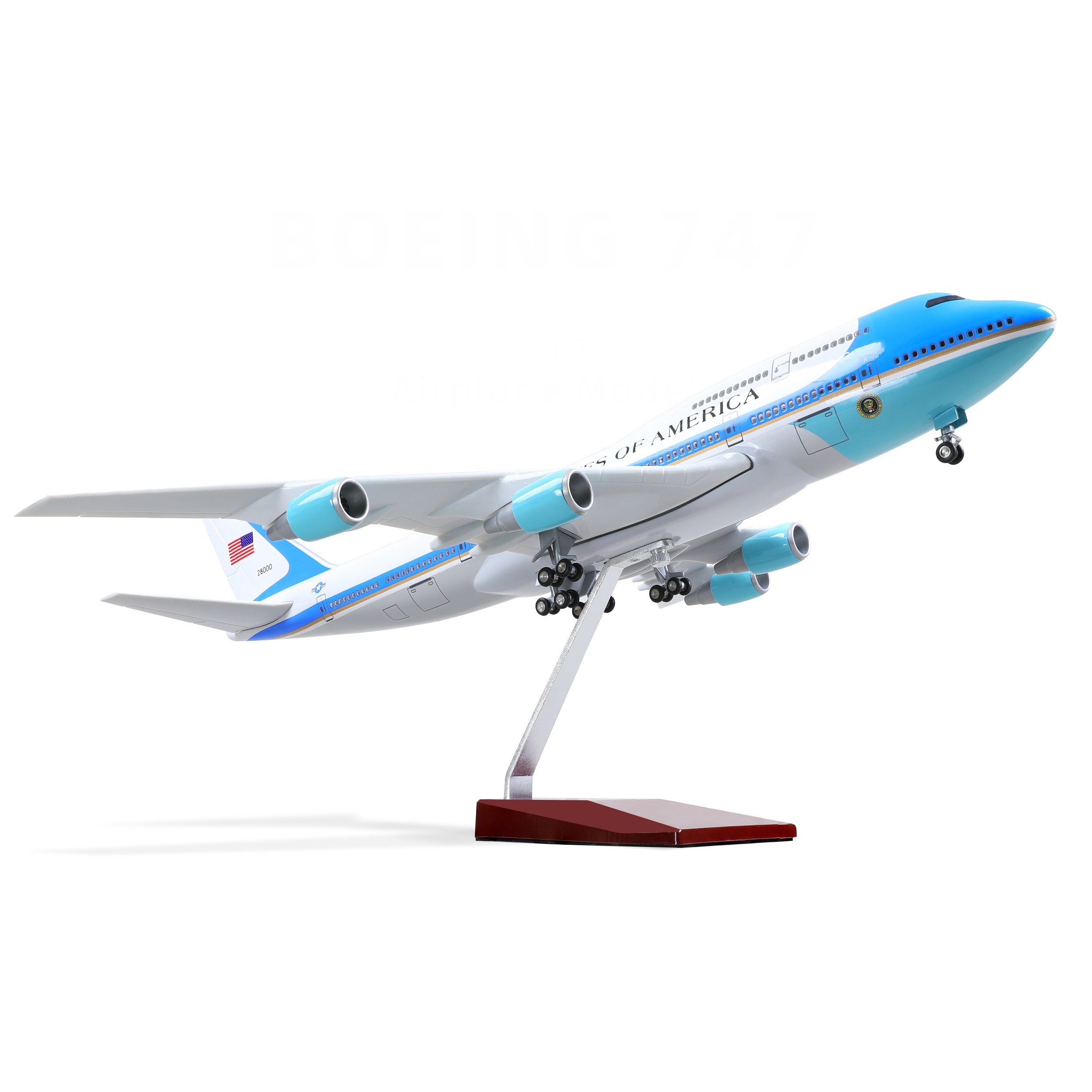 

1:160 Scale Boeing 747-200b Vc-25a 17 In Large Model Diecast Airplane Model Kits With Stand Airlines Model Plane Display Collectible For Adult