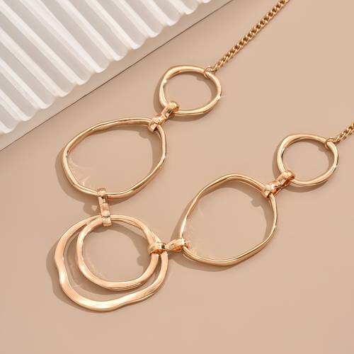 1pc of fashionable european and american hollow geometric round pendant womens necklace