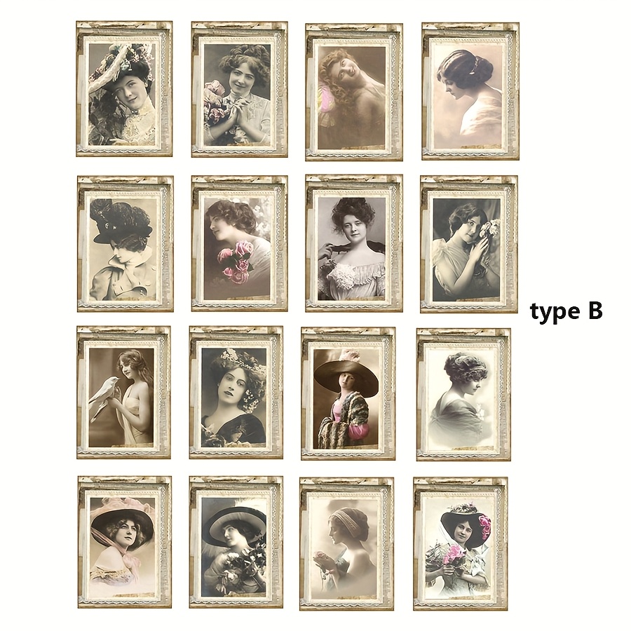 Image of A Pack Of Vintage Old Photo Series Stickers Featuring 2d Flat Victorian Frame Decorations, Art Supplies With Adhesive-free Stickers For Journaling