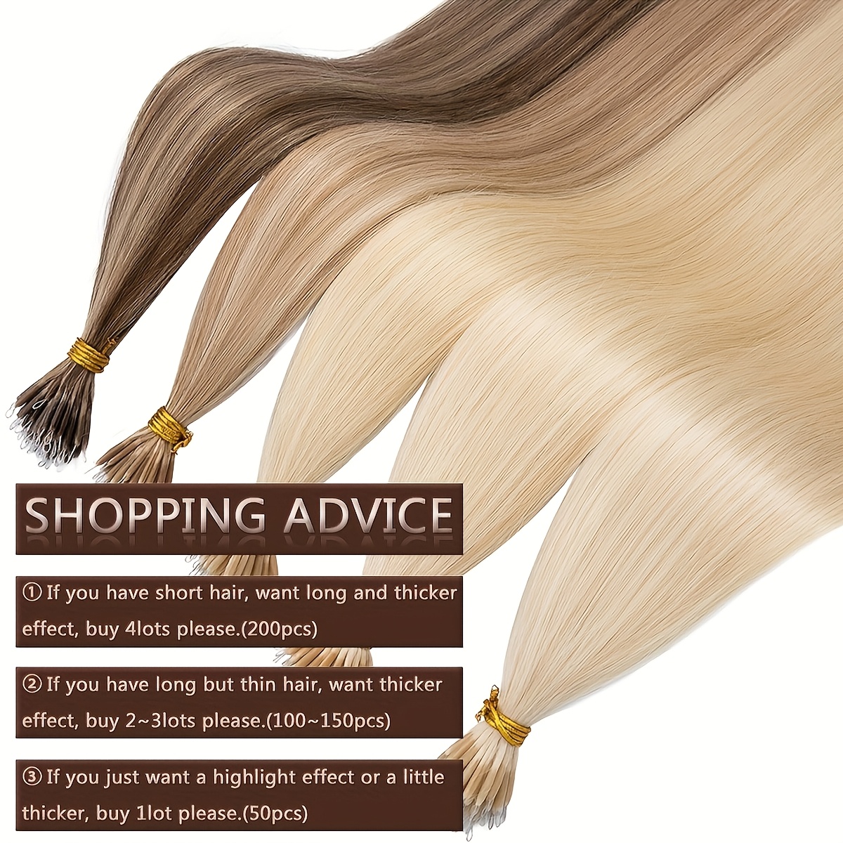 0 7g strand nano rings human hair extensions 50pcs micro links hair nano bead prebonded straight blonde hair details 6