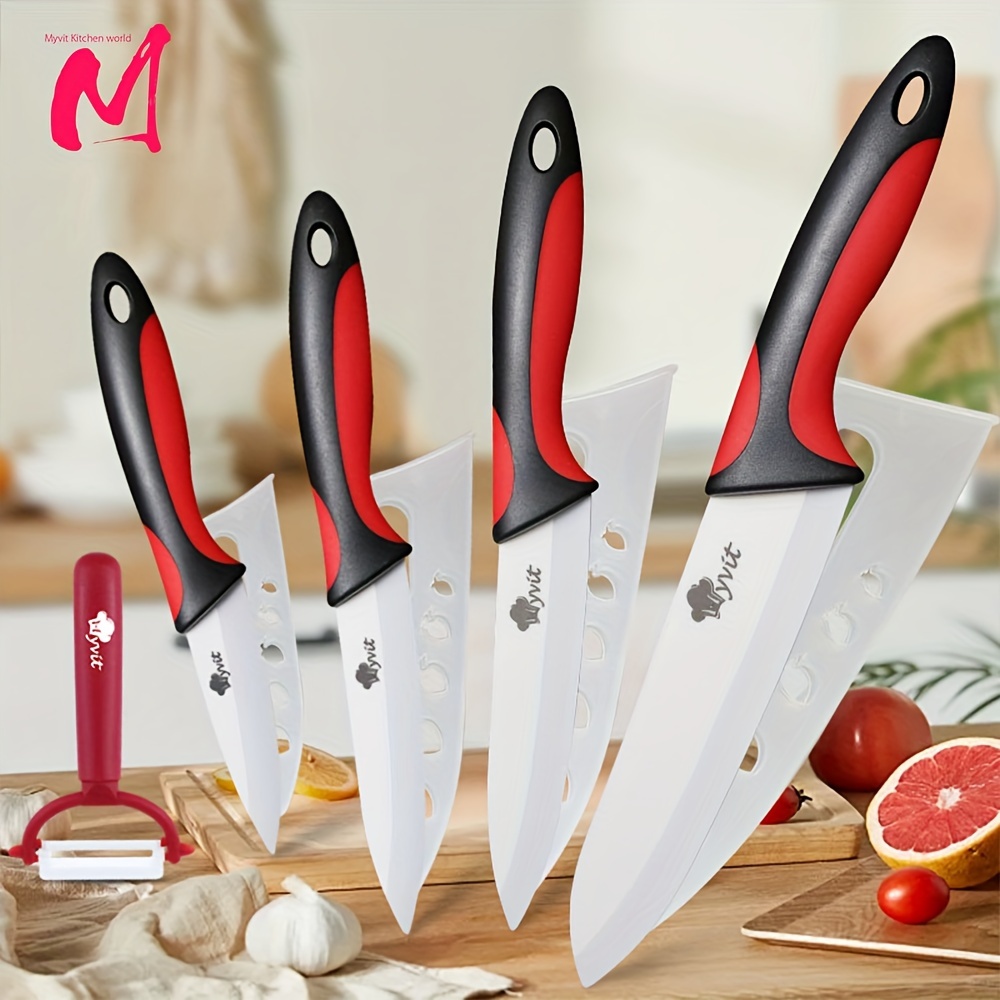 

Ceramic Knife Set Household Utility Fruit Kitchen Knife Chef Knife Utility Fruit Slicing Vegetable Paring Cutter Rustproof White Blade With Sheath