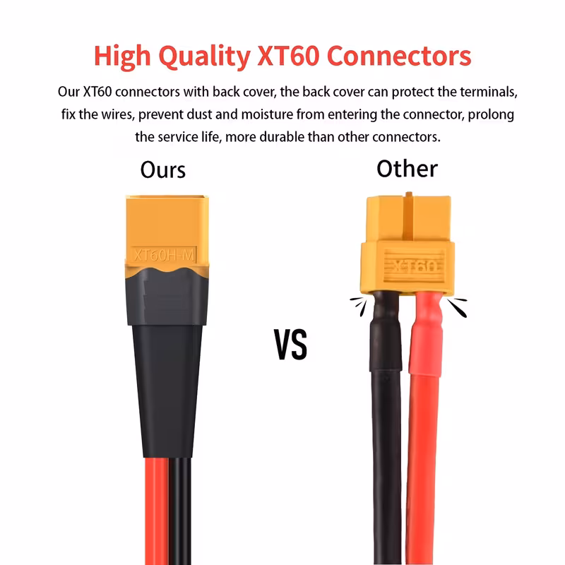 кабель с клеммой o-ring от xt60 к 10awg, кабель-коннектор xt60 male с клеммой o-ring с луженым чистым проводом, подходит для автомобилей, автомобильных аккумуляторов, автомобильной модернизации цепей, портативных электростанций и аккумуляторных панелей для вилочных погрузчиков и т. д., без аккумулятора Детали 5