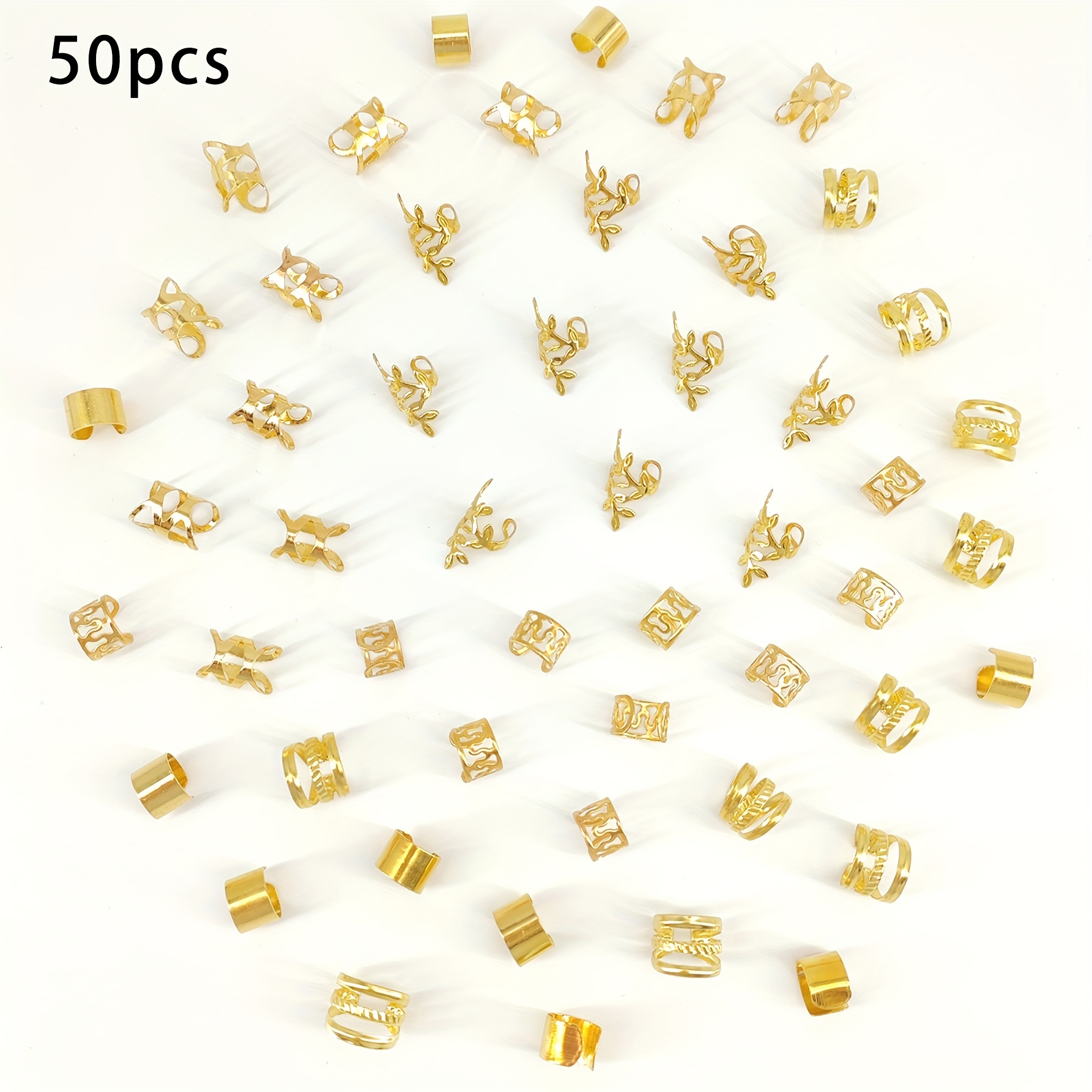50pcs Hair Jewelry For Braids Additions Loc Jewelry For Women Cuffs Hair Additions For Braids Women Men Dreadlock Accessory Jewelry Decorations