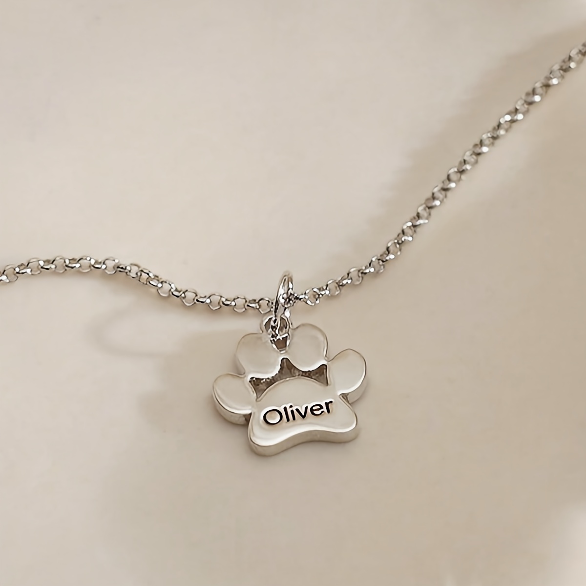 TEMU A Personalized Paw Print Custom Name Necklace, Featuring A Easy And Stylish Stainless For Pet Cats And Dogs, With Unique Engraving Options For