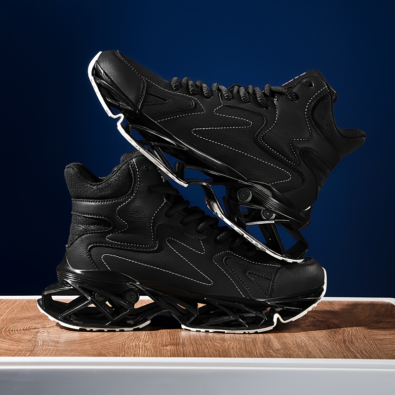 Men'S Exclusive Design Blade Sole Sneakers: Featuring a Physical Blade Sole, Mechanical Cushioning, And Rebound Technology. Trendy Sports Shoes + Everyday High-Top Street Shoes. Made of Synthetic, Easy to Clean, And Versatile for Various Settings