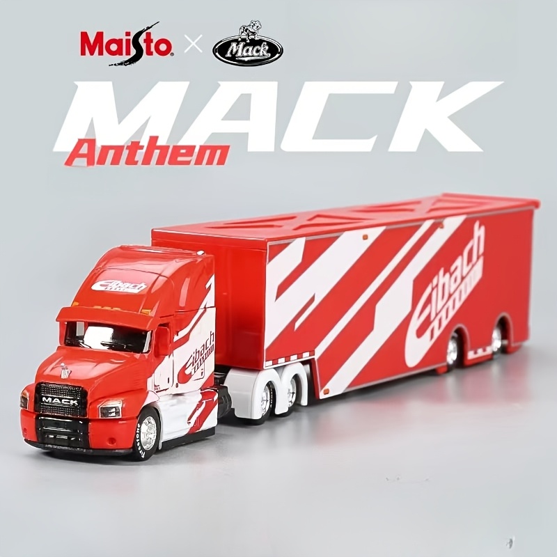 Alloy Container Truck Series, Heavy Transport Vehicle Model,  International Red, for MACK Black/Red, Children's Toy