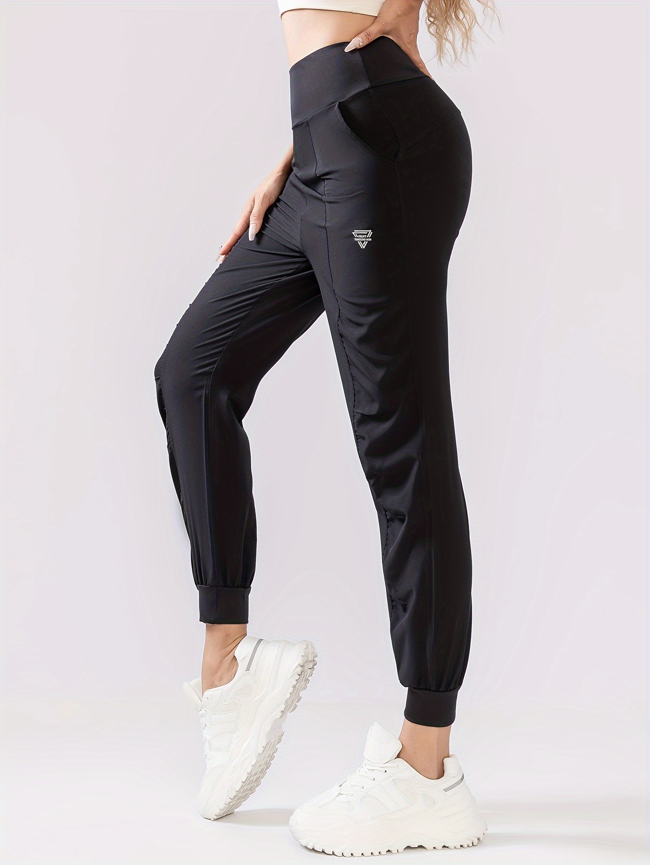 women's high waisted loose fit yoga pants pockets stretchy Temu