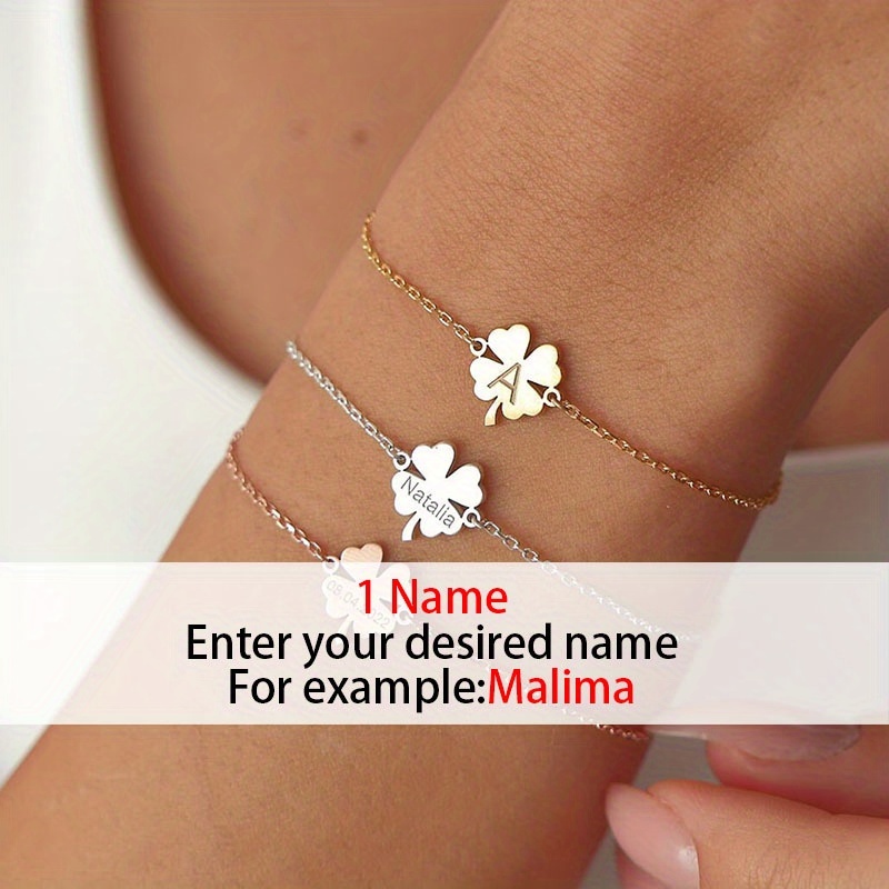 TEMU Bracciale Personalizzato con a , Oro 18K, Inglese Personalizzabile, Decorazione Personalizzata, Accessorio con Carattere Elegante, Bracciale con