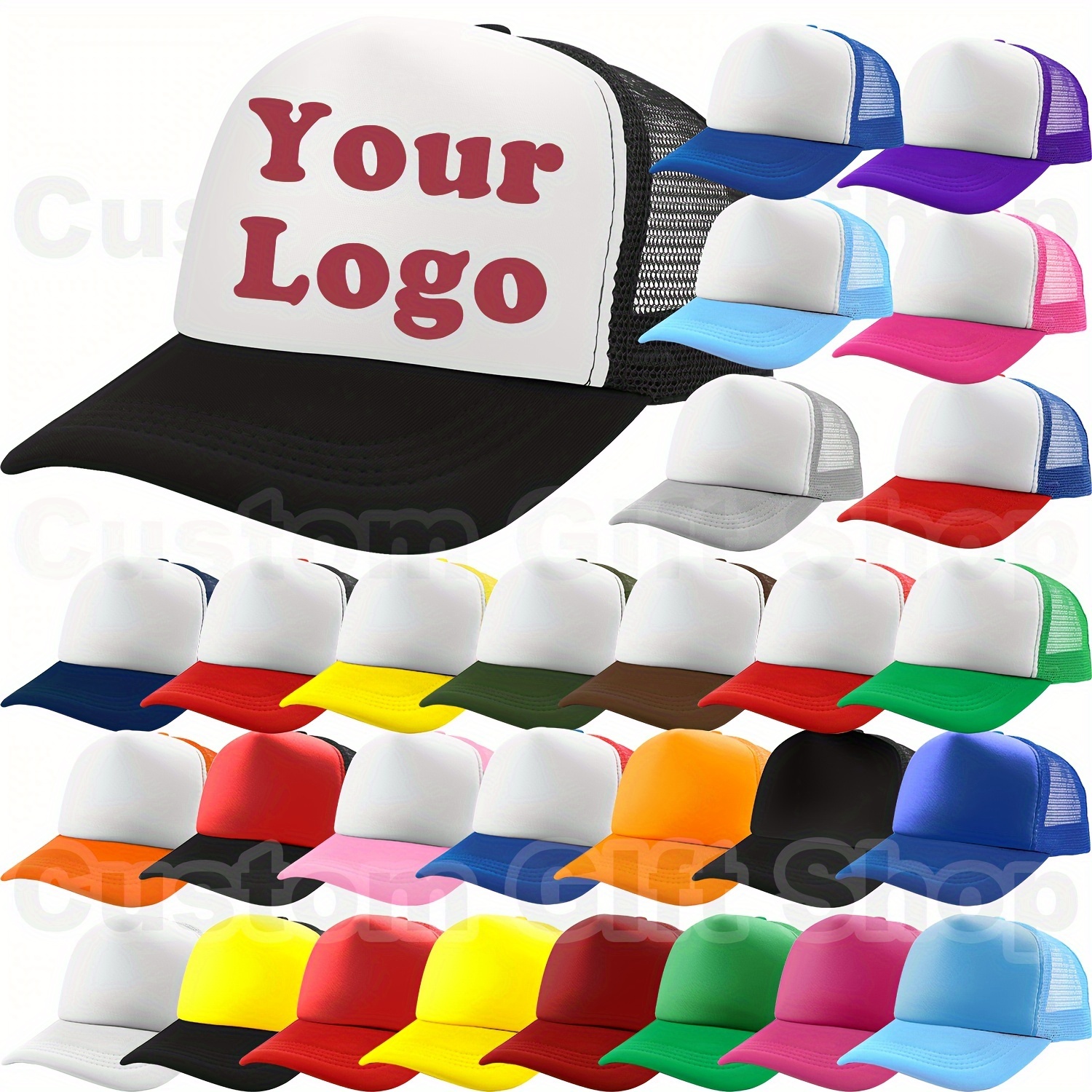 

Customizable Mesh Trucker Hat With Your Logo/text, Adjustable Size Baseball Cap For Personalized Casual Sun Protection