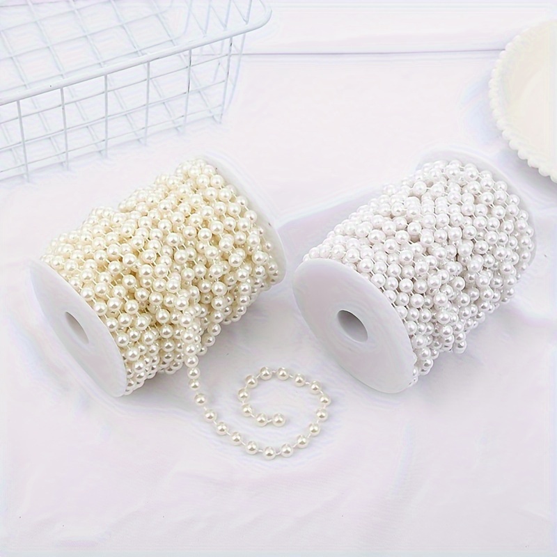 

1pc, Plastic Pearl Beads Garland, Classic White Pearls String For Diy Crafts, Box Fan Flower Edging Wedding & Festive Decor Supplies