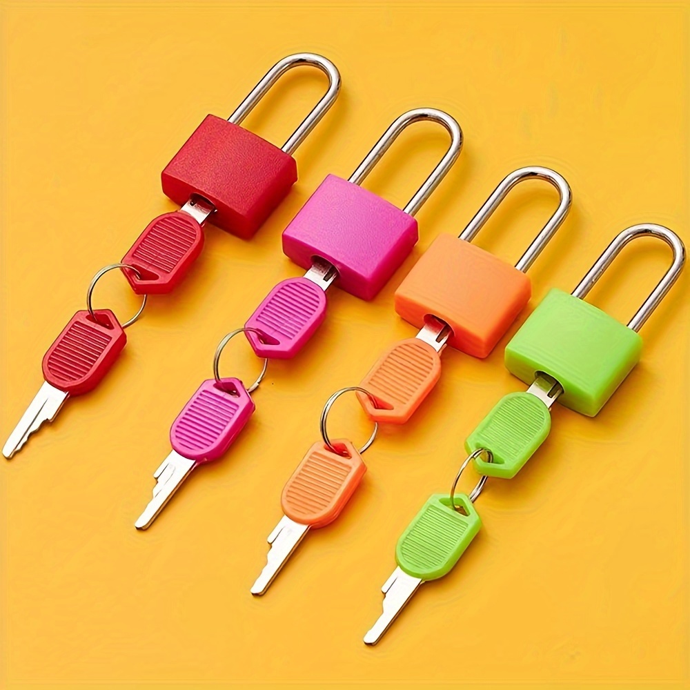 

4pcs Portable Small Colorful Plastic Locks Luggage Padlock With Keys For Suitcase And Luggage, Metal Keyed Padlocks For School Gym Classroom Matching Game Travel Backpack