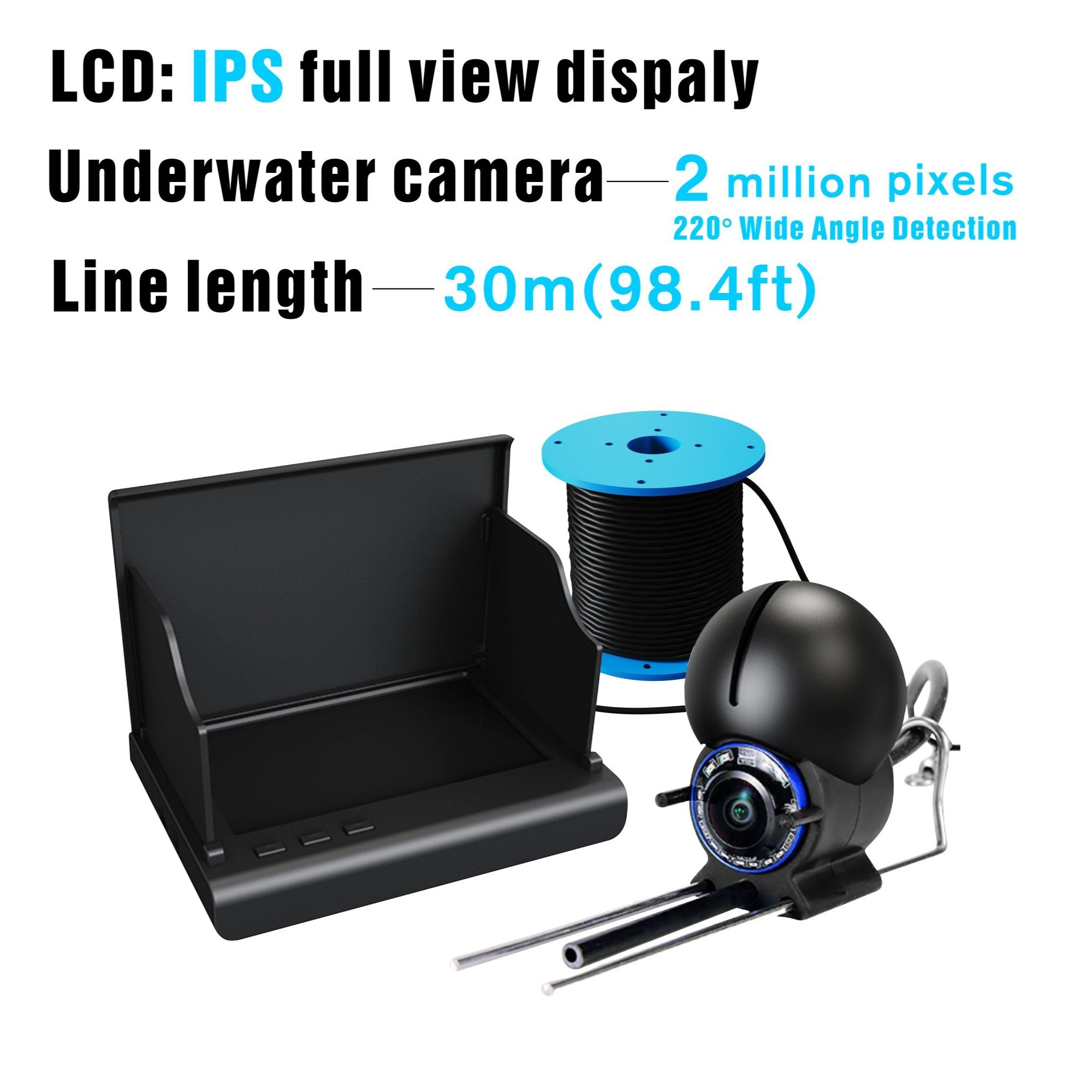 1 Set 1500LUX Underwater Fishing Camera With Infrared LED, 4.3 Inch IPS  Monitor, And 20m/30m Line, Ice Fishing Bracket, 2 Megapixel Wide Angle  Camera
