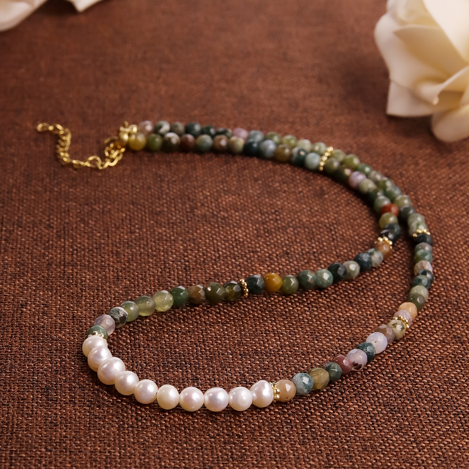 Women's Natural Stone Bohemian Faceted Choker Necklace