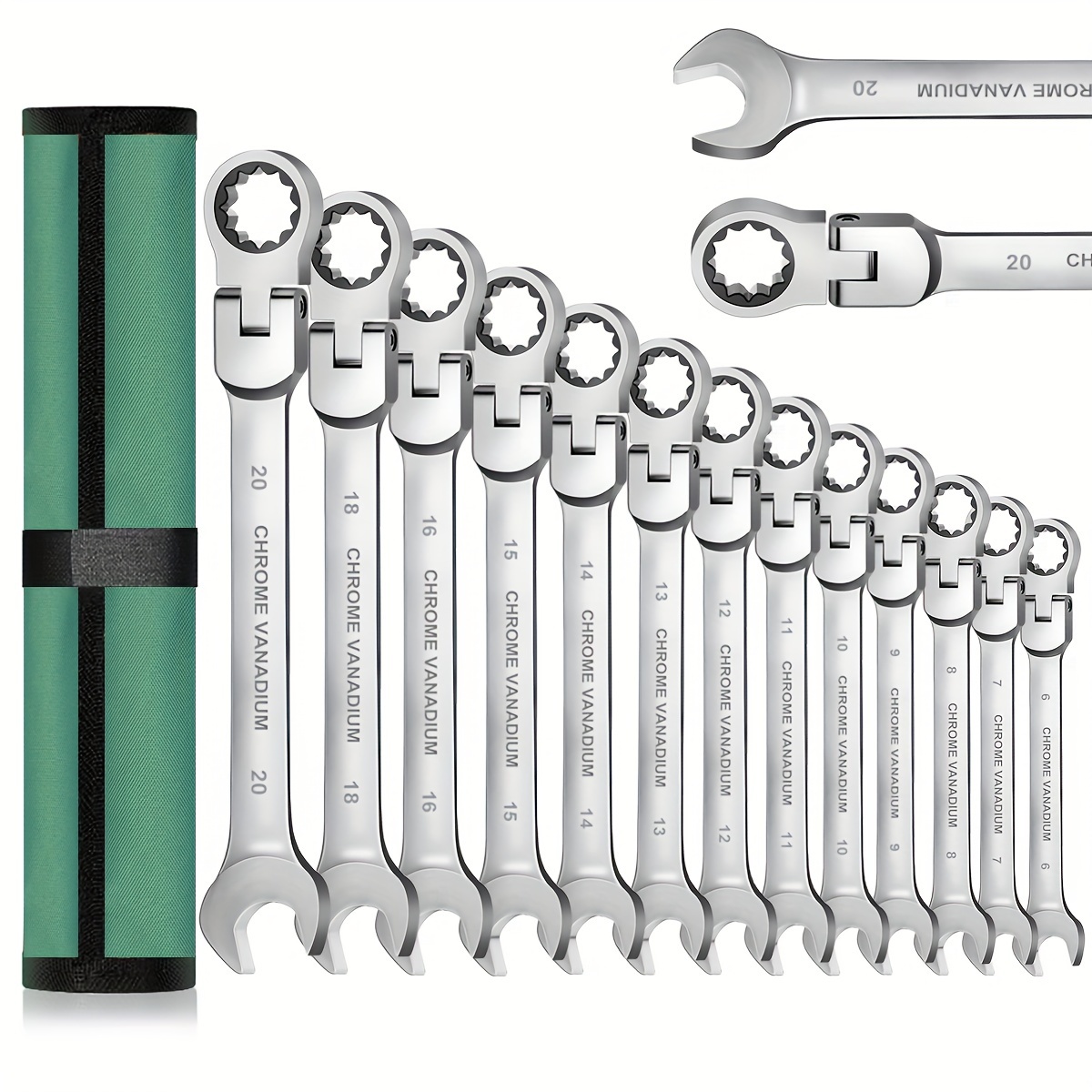 

A Set Of 13 Pieces Of Steel Ratchet Wrenches, Suitable For Electrical, Mechanical, And Household Maintenance In A Manual Mechanical Toolbox.