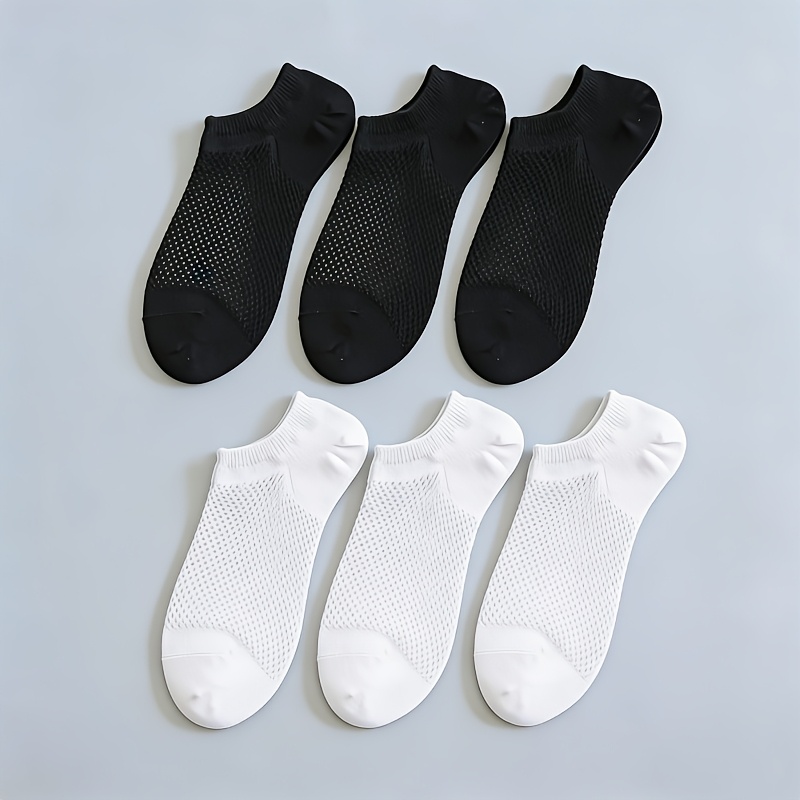 E-shop 6 Paar sommerliche atmungsaktive unsichtbare Socken, Unisex niedrig geschnittene Knöchelsocken