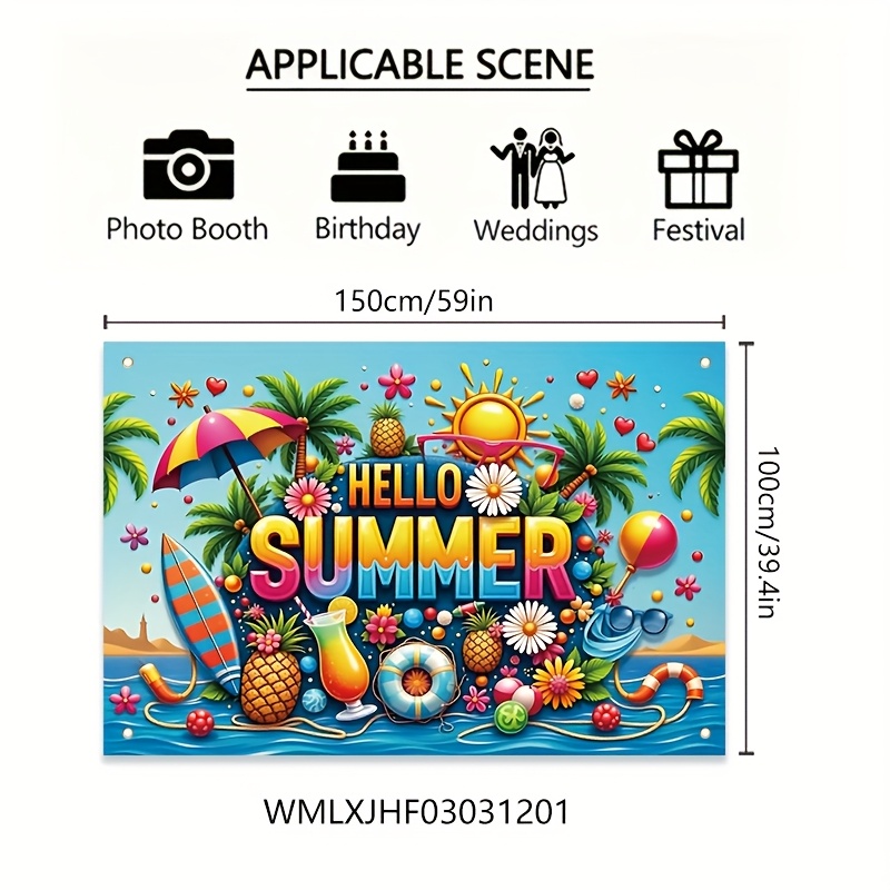 TEMU 1 Flag, Summer Design, Measuring 150cm By 100cm ( By 39.4 Inches), Made Of Polyester, Suitable For Background Decoration, Ideal For Beach-themed