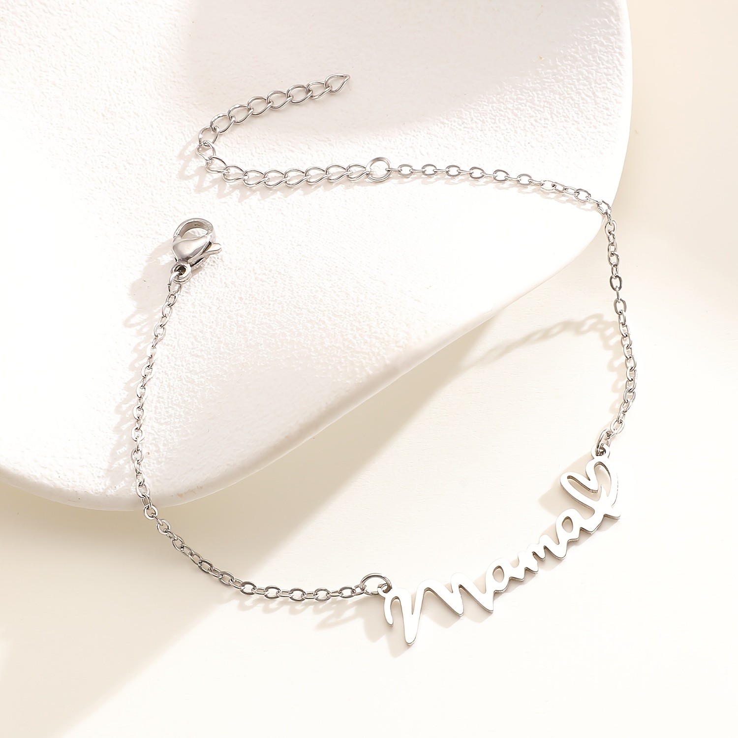 TEMU Pulsera de Acero Inoxidable con Inglesas MAMA, Regalo para de la , Diseño de con , Joyería Versátil, Fácil y Elegante