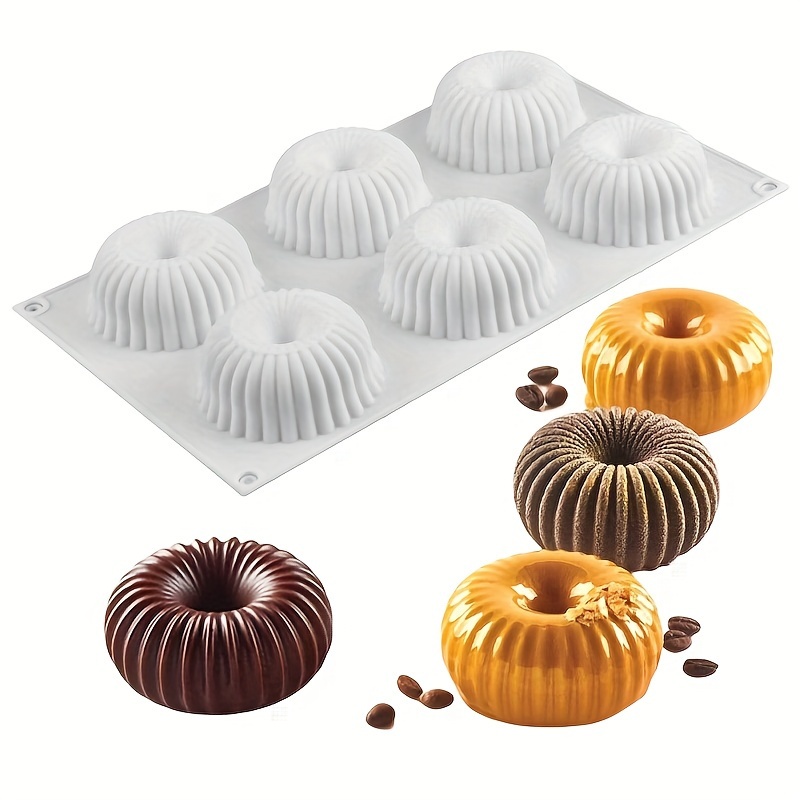 

Ensemble de moules de cuisson en silicone - 1 moule à 6 cavités pour beignets, biscuits, mousses et glaces au chocolat - Conception circulaire à filetage dense pour les desserts à faire soi-même