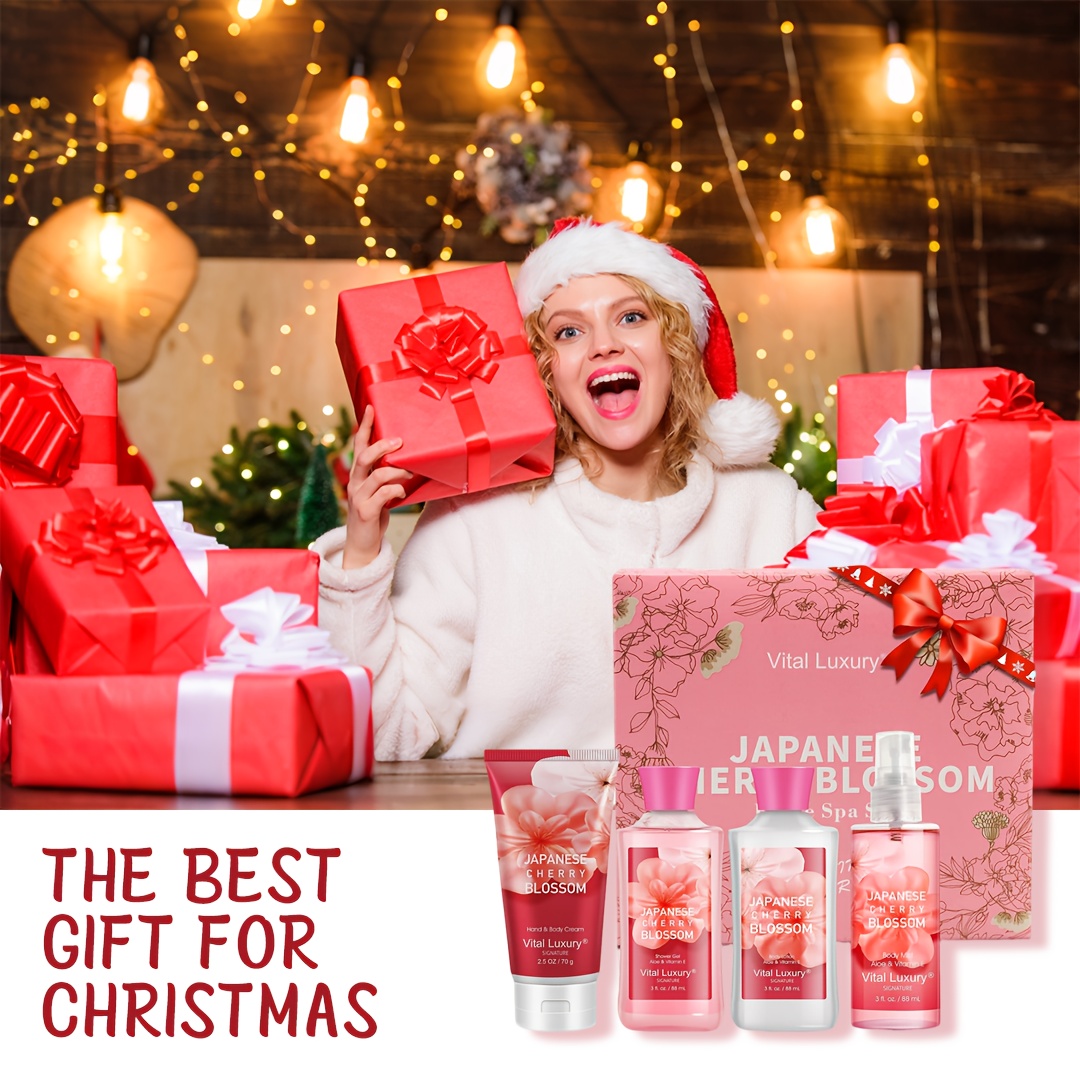 Spa Poklon Košare Za Žene Japanski Cvjetni/Miris Jasmina/Citrusa - Sadrži 3 fl.oz Losiona za Tijelo/Gela za Tuširanje/Kreme za Tijelo/Mist Miris, Idealni Pokloni Za Žene Zimska Dugotrajna Hidratacija Božićni Pokloni za vo