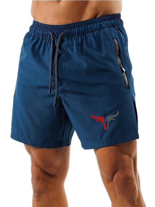 summer quick drying breathable fitness double layer shorts sports mens