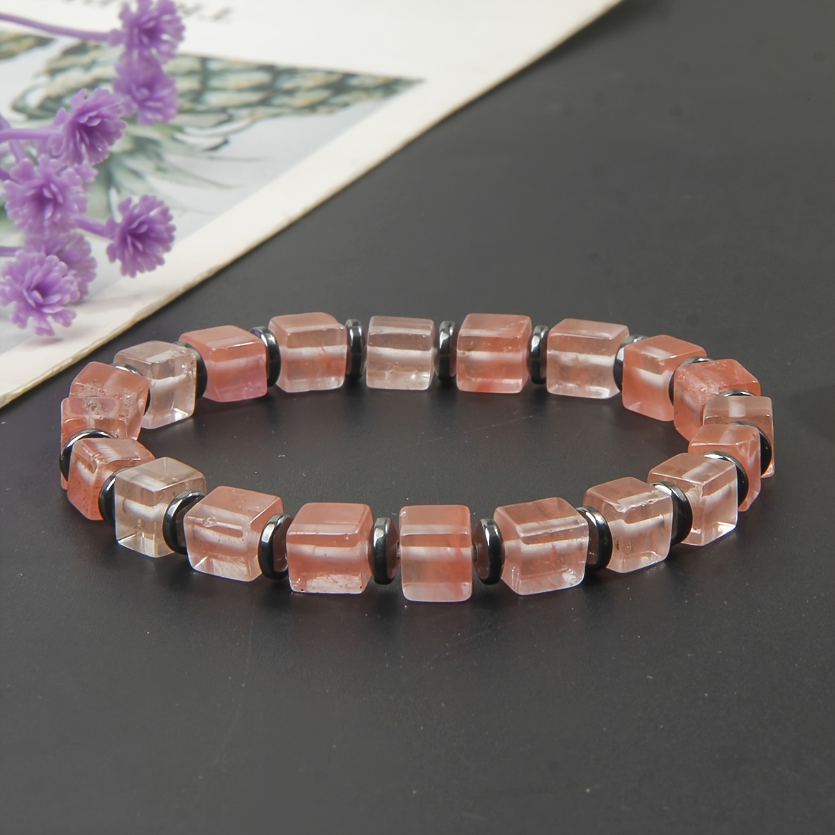 Women's Fashionable Minimalist Red Natural Stone Beaded Bracelet